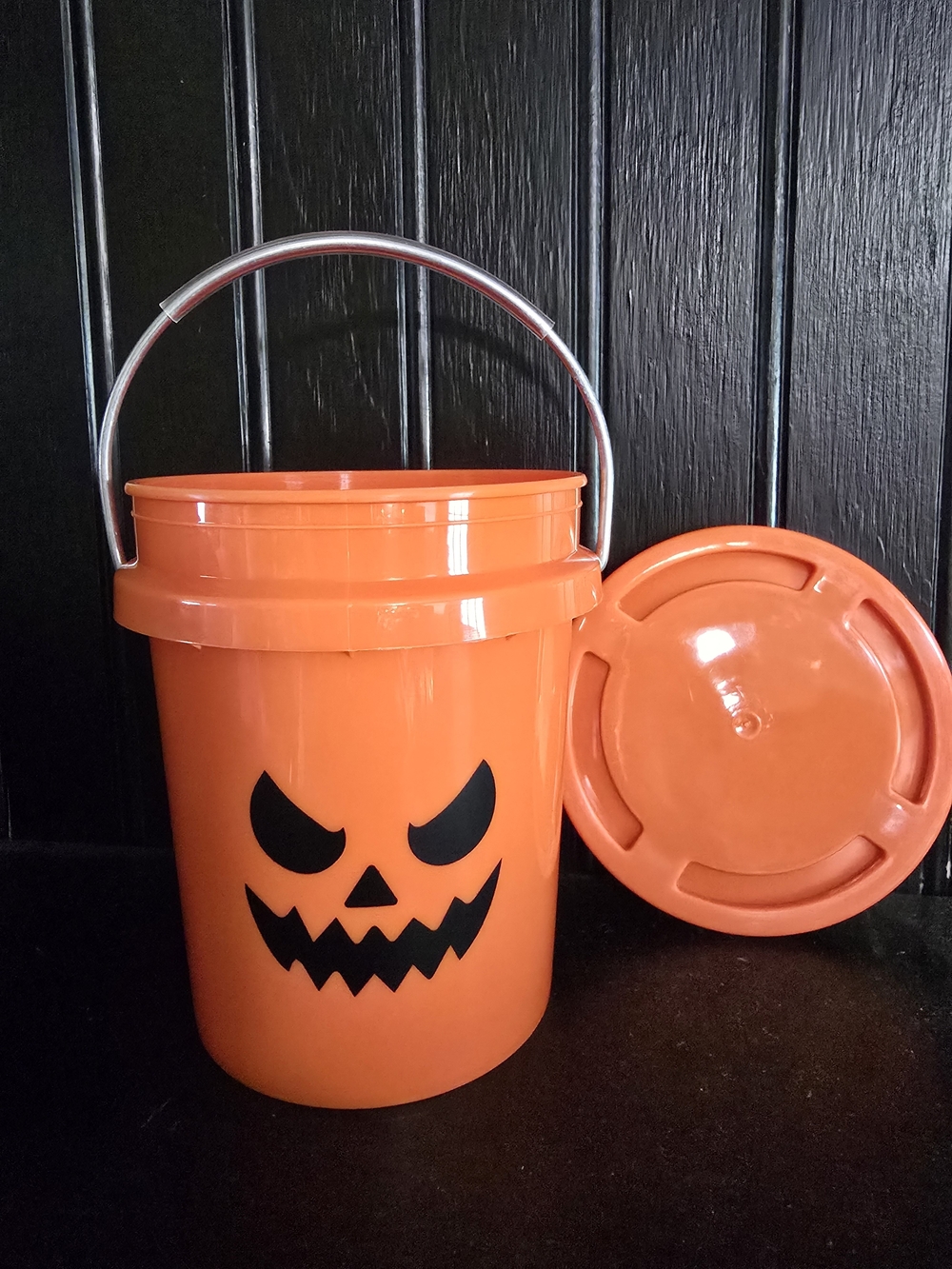 Orange Halloween Jack-O'-Lantern MINI Bucket with Lid